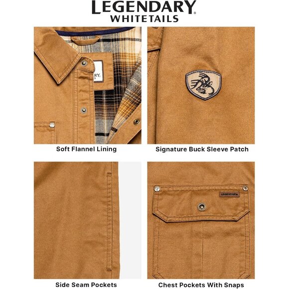 Mens Barley Whitetails Flannel Lined Shirt Jacket Waxed Cotton Water Resis - Picture 4 of 7